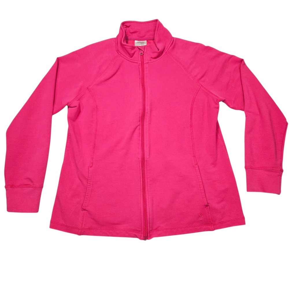 Danskin Now Full Zip Athletic Track Jacket Magenta Fire Pink Sz XL (16-18)